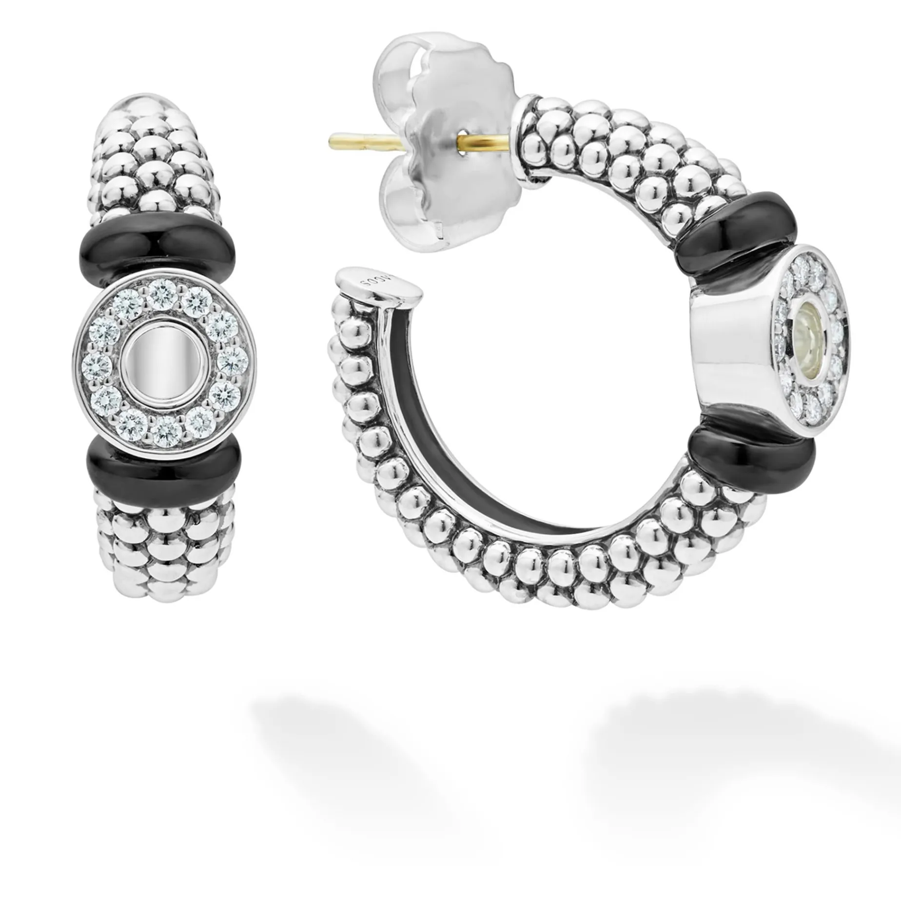 Diamonds<LAGOS Ceramic And Diamond Circle Hoop Earrings
