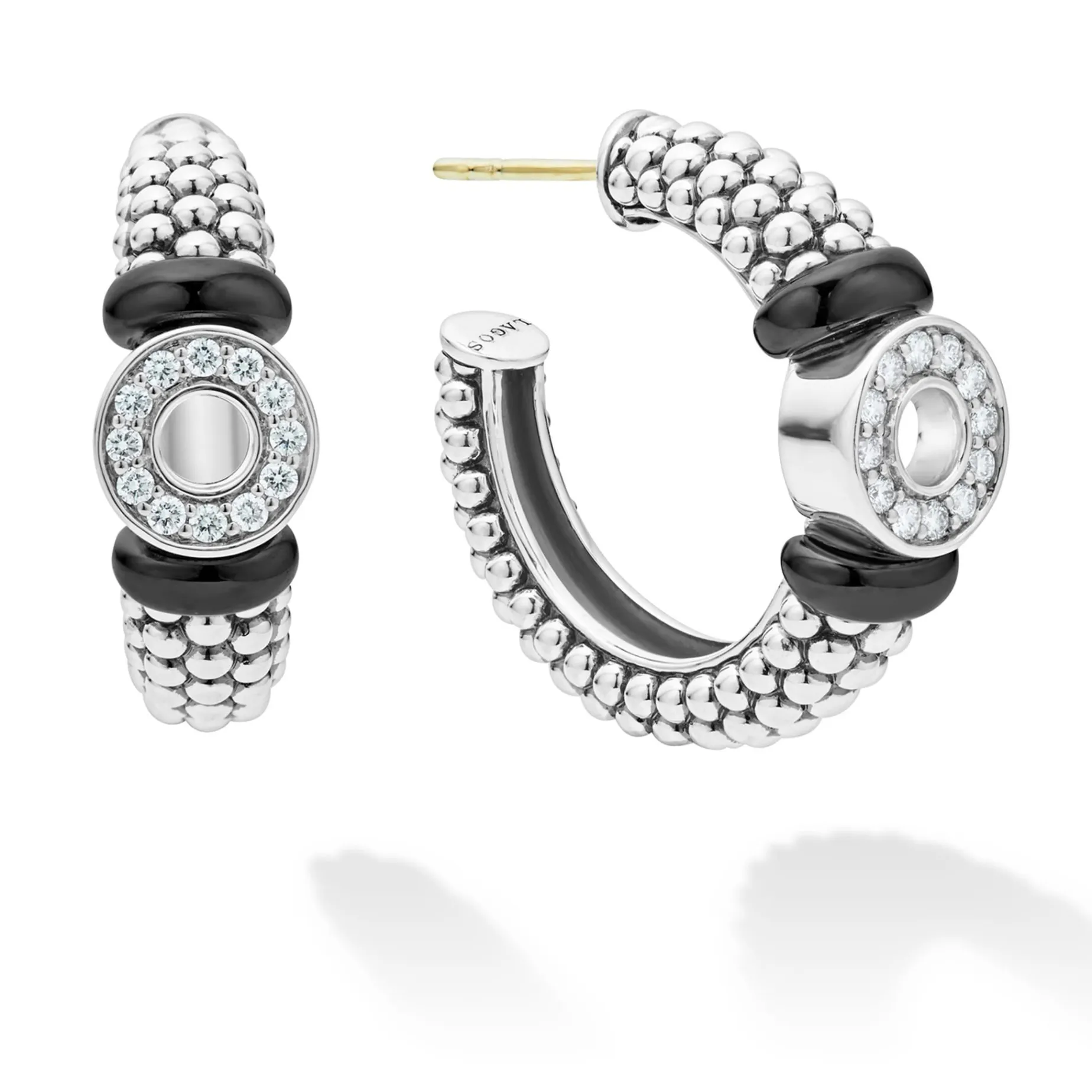 Diamonds<LAGOS Ceramic And Diamond Circle Hoop Earrings