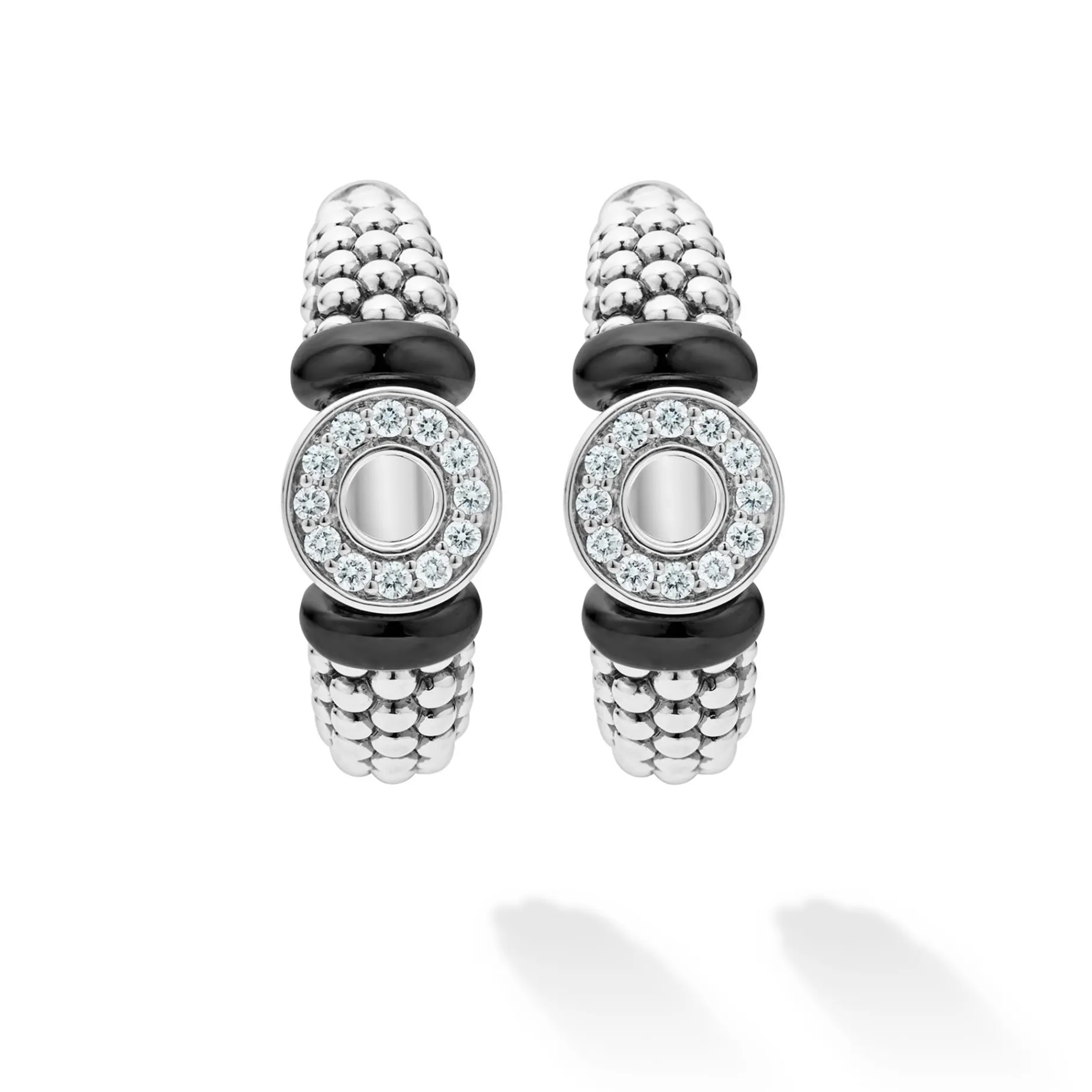 Diamonds<LAGOS Ceramic And Diamond Circle Hoop Earrings