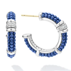 Diamonds<LAGOS Ceramic And Diamond Hoop Earrings