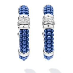 Diamonds<LAGOS Ceramic And Diamond Hoop Earrings