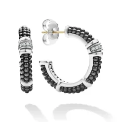 Diamonds<LAGOS Ceramic And Diamond Hoop Earrings
