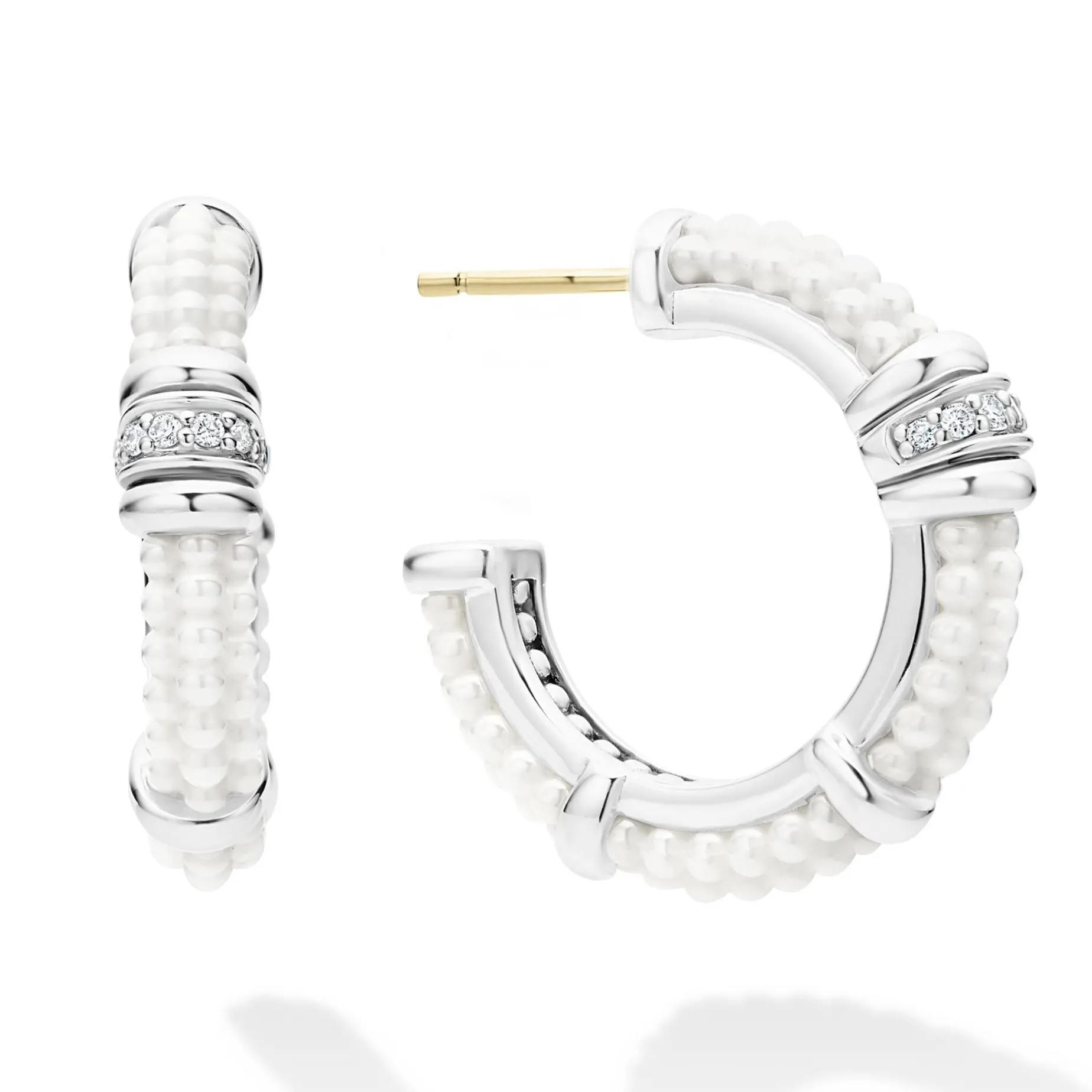 Hoop Earrings<LAGOS Ceramic And Diamond Hoop Earrings
