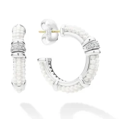 Diamonds<LAGOS Ceramic And Diamond Hoop Earrings