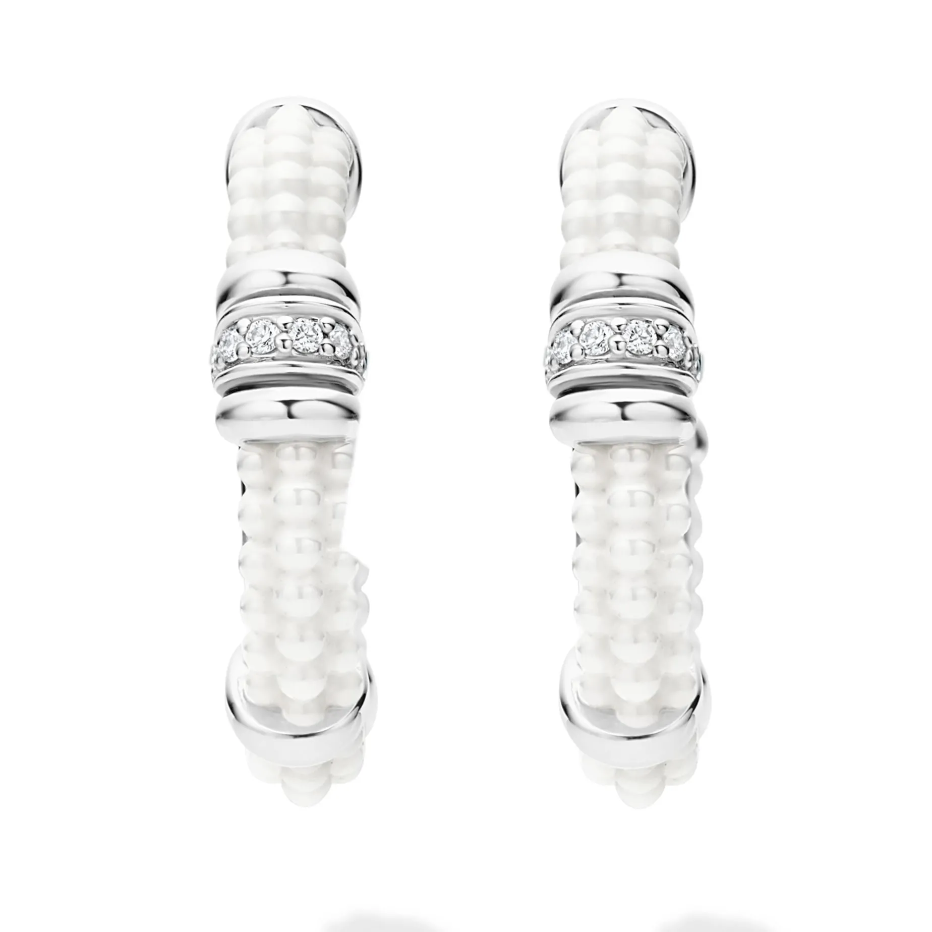 Diamonds<LAGOS Ceramic And Diamond Hoop Earrings