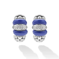 Huggie Earrings<LAGOS Ceramic And Diamond Huggie Earrings