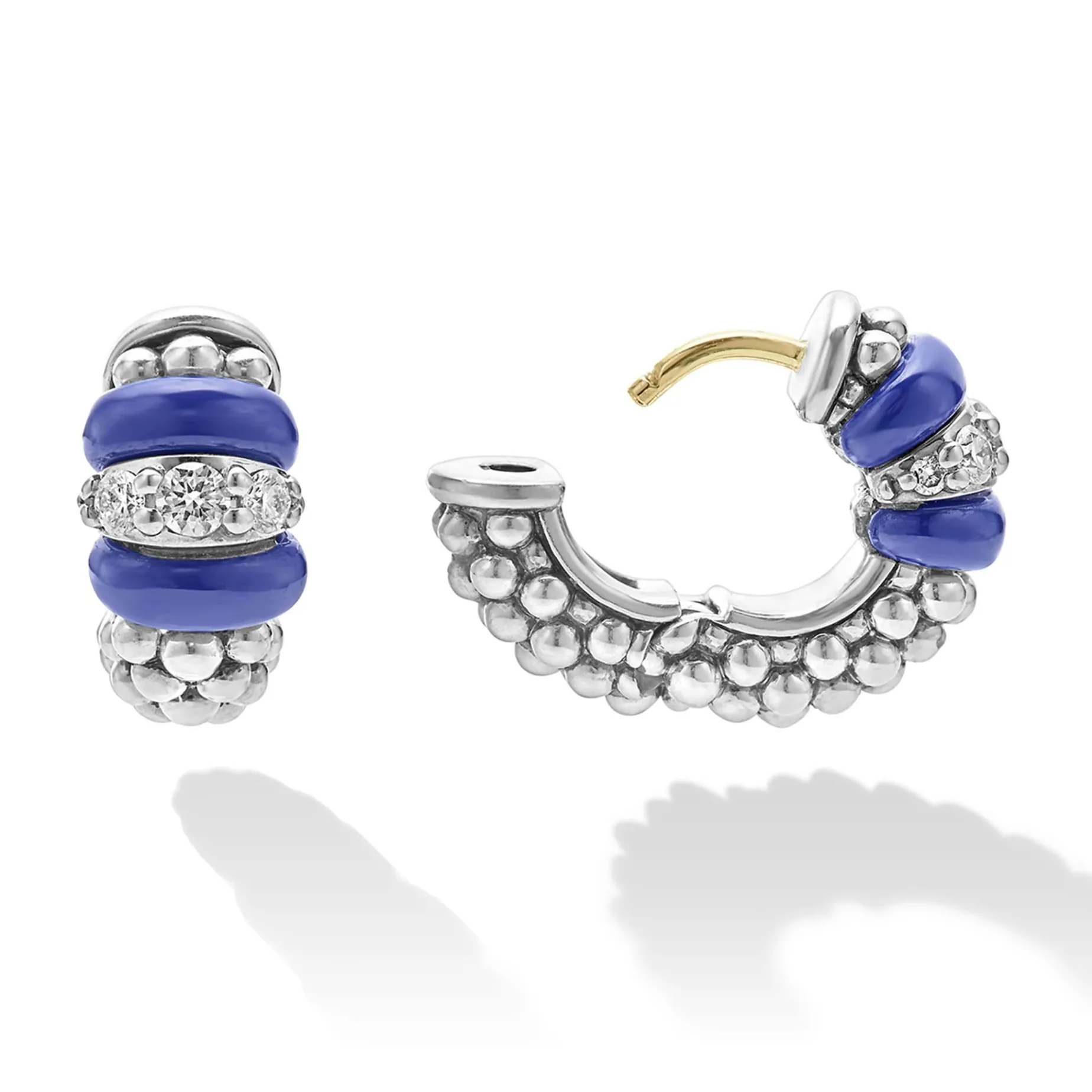 Diamonds<LAGOS Ceramic And Diamond Huggie Earrings