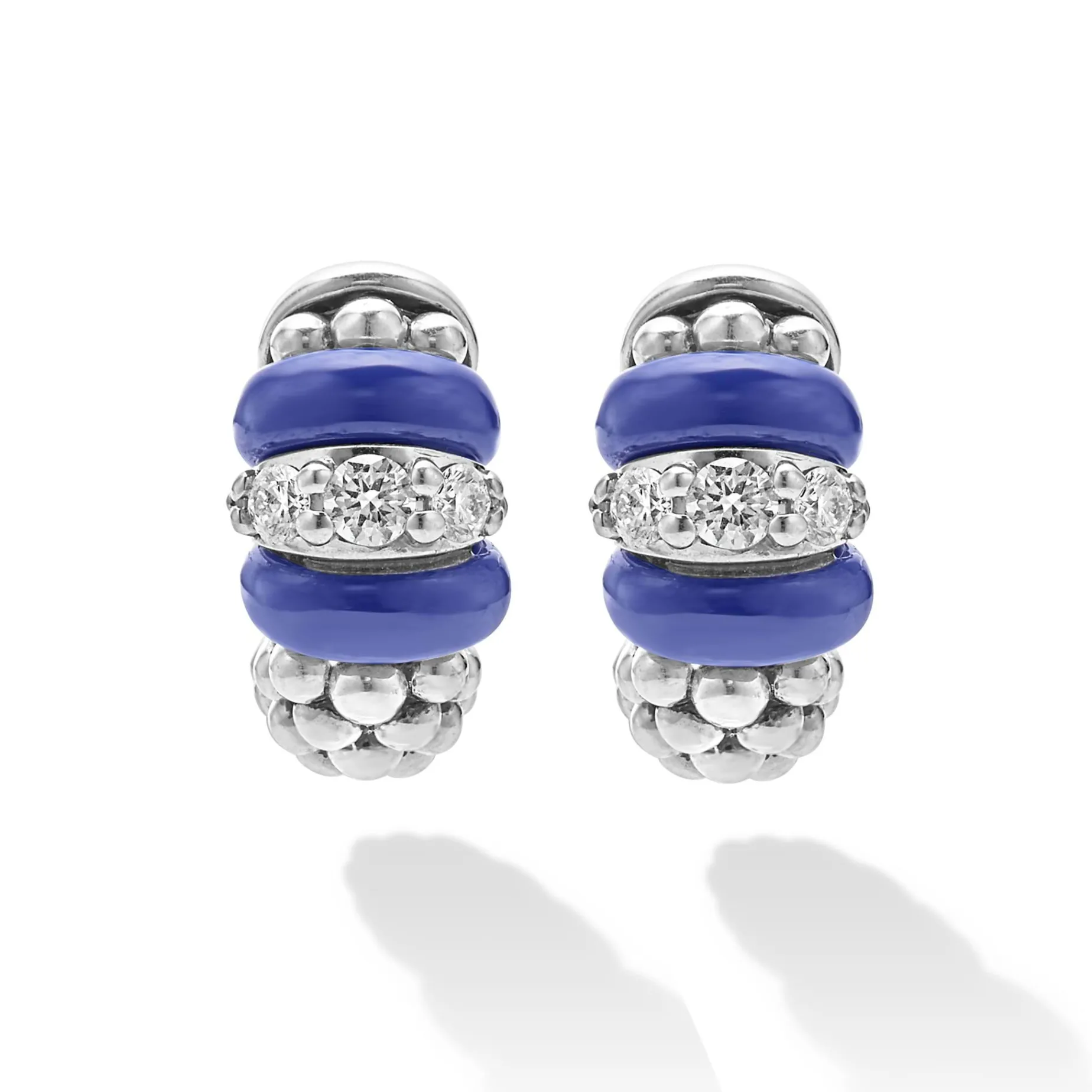 Diamonds<LAGOS Ceramic And Diamond Huggie Earrings