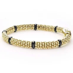 Gold<LAGOS Ceramic And 18K Gold Caviar Bracelet | 6Mm