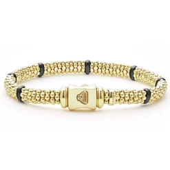 Gold<LAGOS Ceramic And 18K Gold Caviar Bracelet | 6Mm