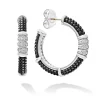 Silver<LAGOS Ceramic Beaded Diamond Hoop Earrings