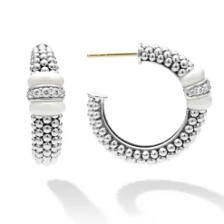 Diamonds<LAGOS Ceramic Caviar Diamond Hoop Earrings