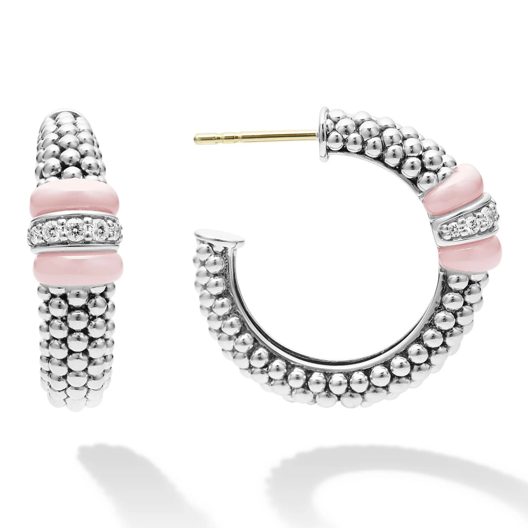 Hoop Earrings<LAGOS Ceramic Caviar Diamond Hoop Earrings