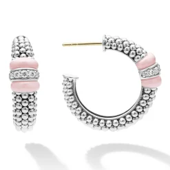 Diamonds<LAGOS Ceramic Caviar Diamond Hoop Earrings