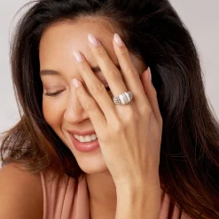 Silver<LAGOS Ceramic Caviar Diamond Ring