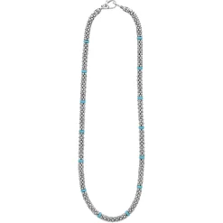 Silver<LAGOS Ceramic Single Bead Station Caviar Necklace