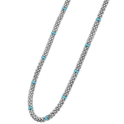 Silver<LAGOS Ceramic Single Bead Station Caviar Necklace