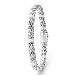 Silver<LAGOS Ceramic Station Caviar Bracelet | 6Mm