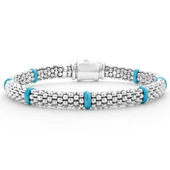 Silver<LAGOS Ceramic Station Caviar Bracelet | 6Mm