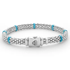 Silver<LAGOS Ceramic Station Caviar Bracelet | 6Mm