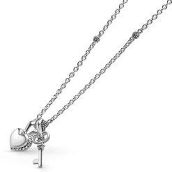 Silver<LAGOS Childs First Heart And Key Necklace