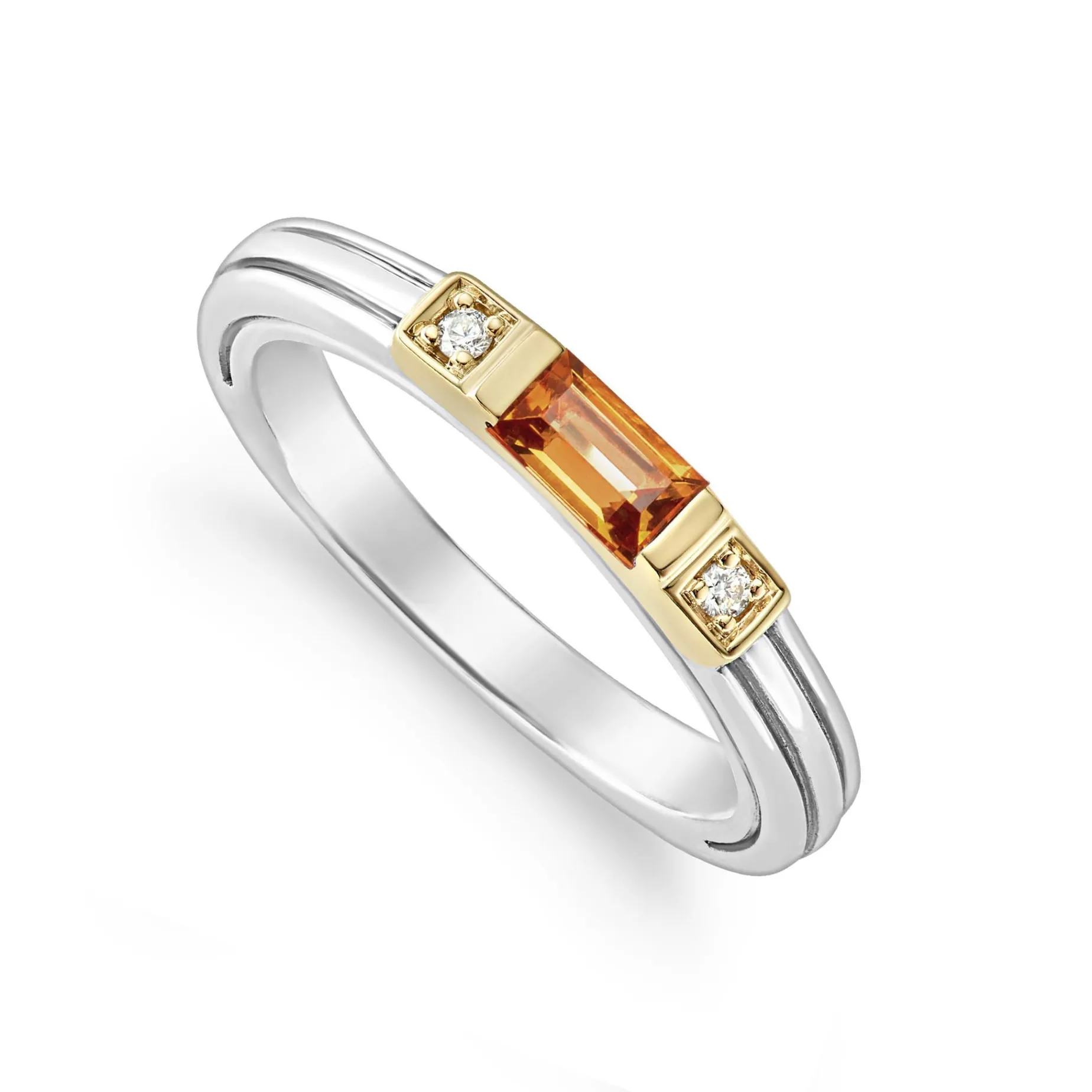 Gemstones<LAGOS Citrine And Diamond Stacking Ring