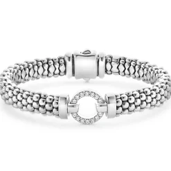 Silver<LAGOS Diamond Circle Caviar Bracelet | 9Mm