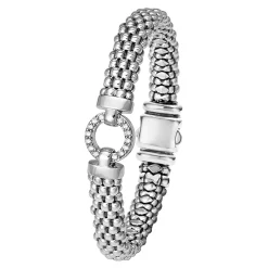 Silver<LAGOS Diamond Circle Caviar Bracelet | 9Mm