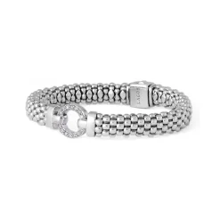 Silver<LAGOS Diamond Circle Caviar Bracelet | 9Mm