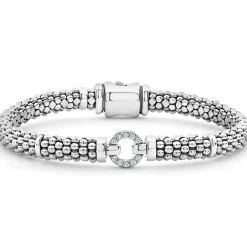 Silver<LAGOS Diamond Circle Caviar Bracelet | 6Mm