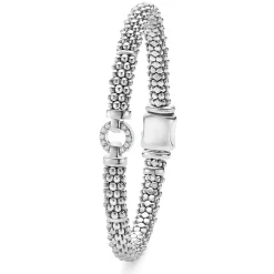 Silver<LAGOS Diamond Circle Caviar Bracelet | 6Mm