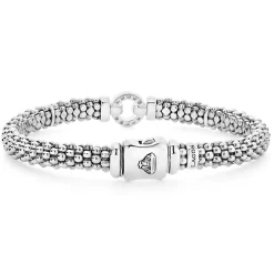Silver<LAGOS Diamond Circle Caviar Bracelet | 6Mm