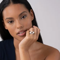 Silver<LAGOS Diamond Circle Caviar Ring