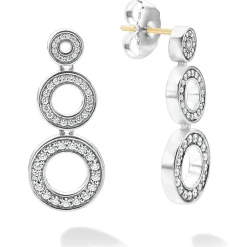 Silver<LAGOS Diamond Circle Drop Earrings