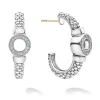 Silver<LAGOS Diamond Circle Half Hoop Earrings