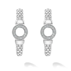 Silver<LAGOS Diamond Circle Half Hoop Earrings
