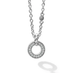 Silver<LAGOS Diamond Circle Pendant Necklace