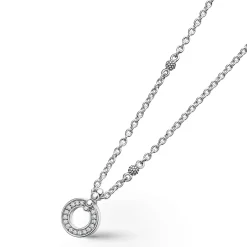 Silver<LAGOS Diamond Circle Pendant Necklace
