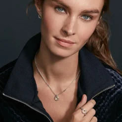 Silver<LAGOS Diamond Circle Pendant Necklace