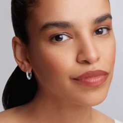 Silver<LAGOS Diamond Huggie Earrings