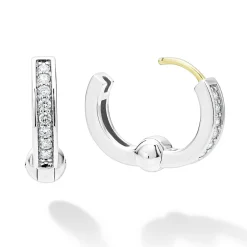 Silver<LAGOS Diamond Huggie Earrings