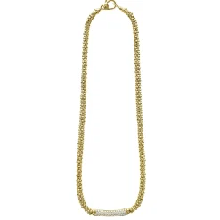 Gold<LAGOS Diamond Long Station Caviar Necklace