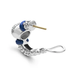 Silver<LAGOS Diamond Oval Ceramic Hoop Earrings