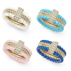 Gold<LAGOS Diamond Stacking Ring Set
