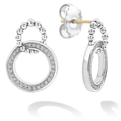 Drop Earrings<LAGOS Double Circle Diamond Caviar Earrings