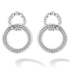 Drop Earrings<LAGOS Double Circle Diamond Caviar Earrings