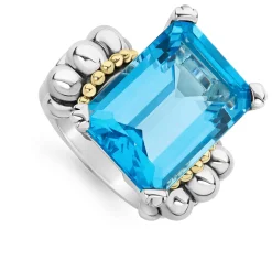 Gemstones<LAGOS Extra Large Emerald-Cut Swiss Blue Topaz Ring