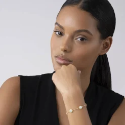 Gold<LAGOS Five Station Round Mother Of Pearl Bracelet