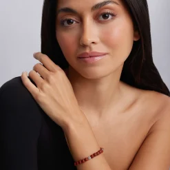 Gemstones<LAGOS Five Station Silver Red Jasper Bead Bracelet