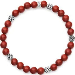 Gemstones<LAGOS Five Station Silver Red Jasper Bead Bracelet